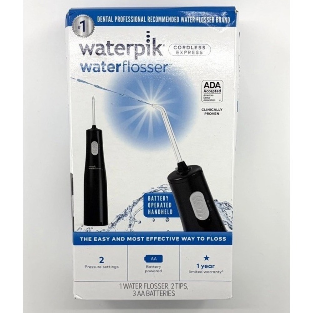Waterpik Cordless Water Flosser Express Black Portable New in Box